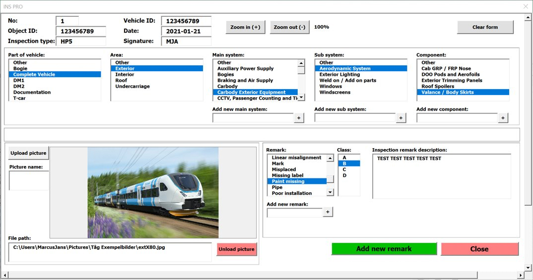 Grafiskt interface av verktyget InsPro